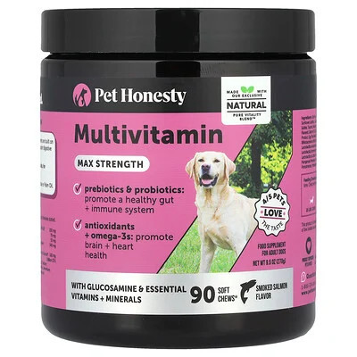 Pet Honesty, Multivitamin, Max Strength, For Adult Dogs, Smoked Salmon, 90 Soft Chews, 9.5 oz (270 g) | iHerb