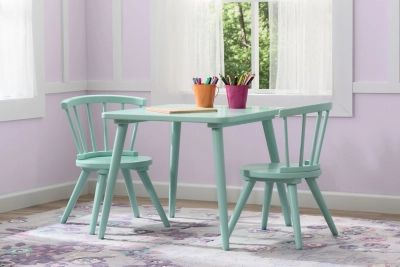 Delta Children Windsor Kids Wood Table and 2 Chair Set, Aqua | Ashley Homestore