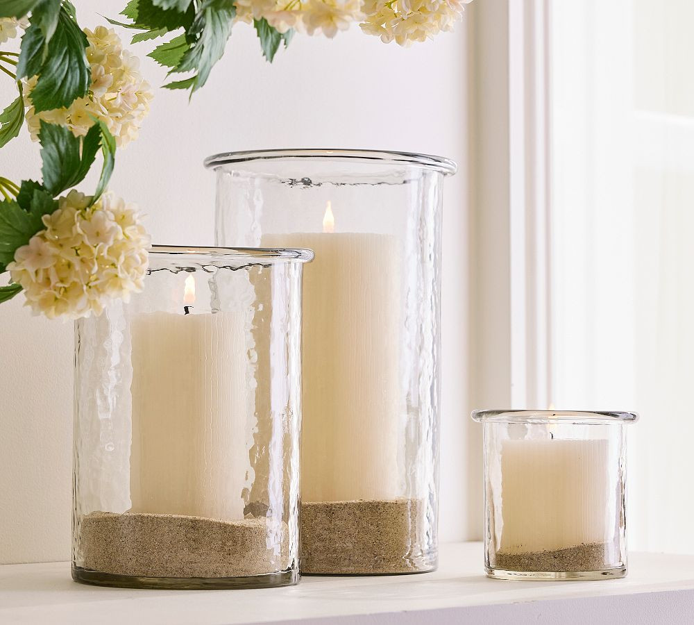 Arden Hammered Glass Hurricane Candle Holder | Pottery Barn CA
