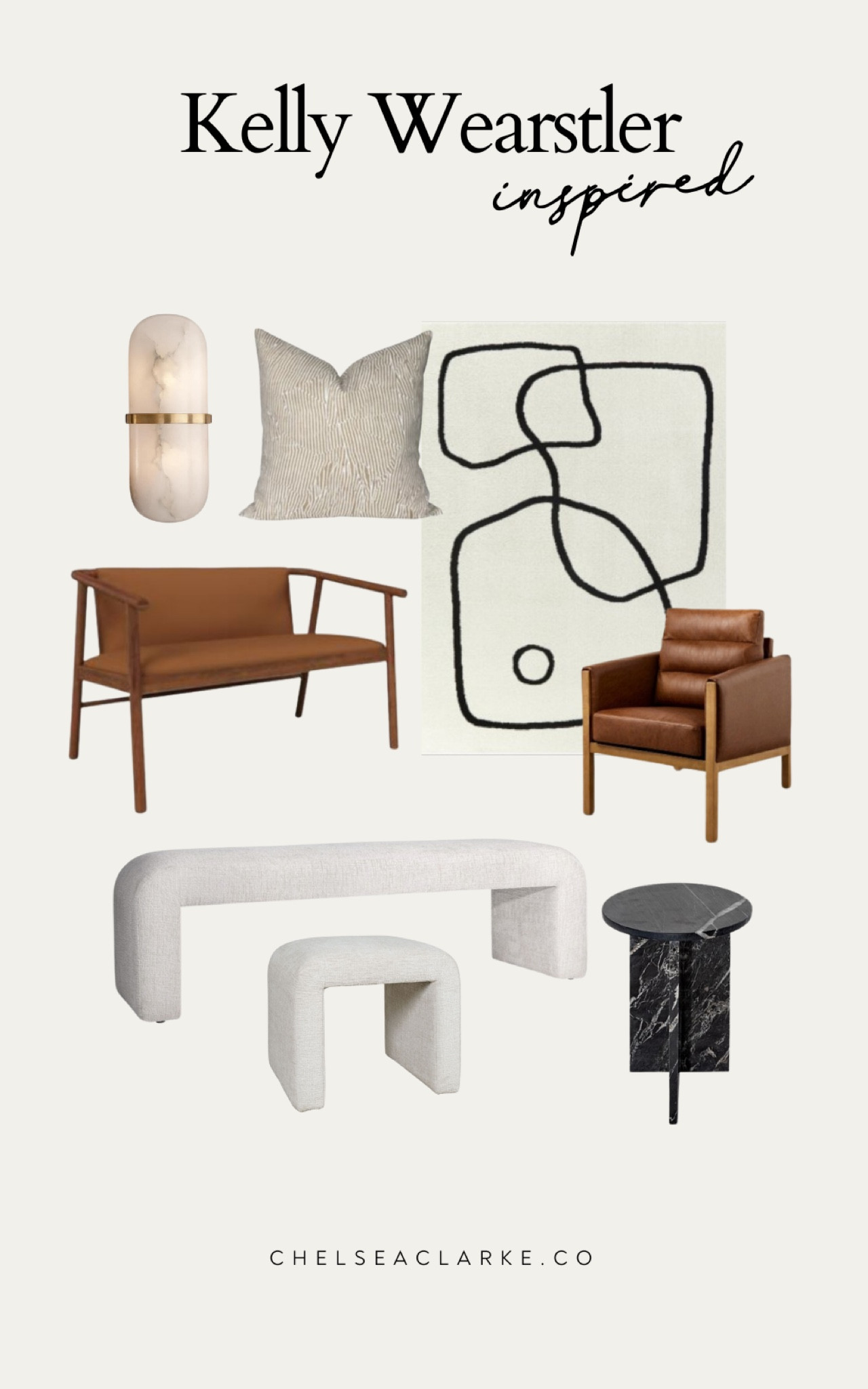 Kelly Wearstler inspired decor. Neutral maximalist interior design, earthy home, organic maximalism, mid century modern, retro furniture, 60s style. Alabaster lighting, cognac leather bench. 

#LTKxTarget #LTKhome