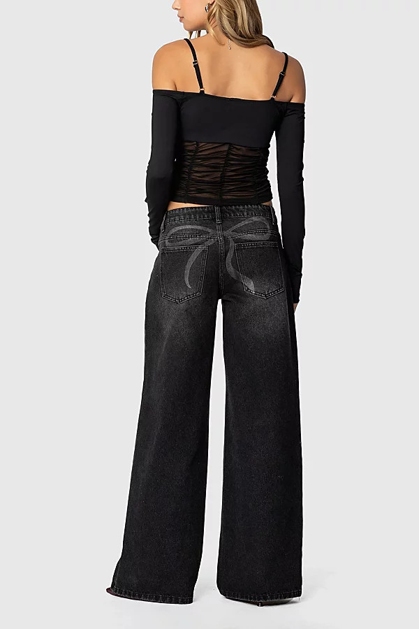 Edikted Vyxen Vintage Washed Low Rise Jean in Black/Washed, Women's at Urban Outfitters | Urban Outfitters (US and RoW)