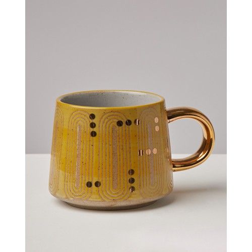 Camila Yellow & Gold Ceramic Mug | Oliver Bonas (Global)