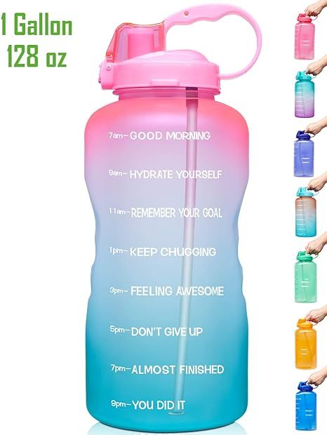 Venture Pal Large 1 Gallon/128 OZ (When Full) Motivational BPA Free Leakproof Water Bottle with S... | Amazon (US)