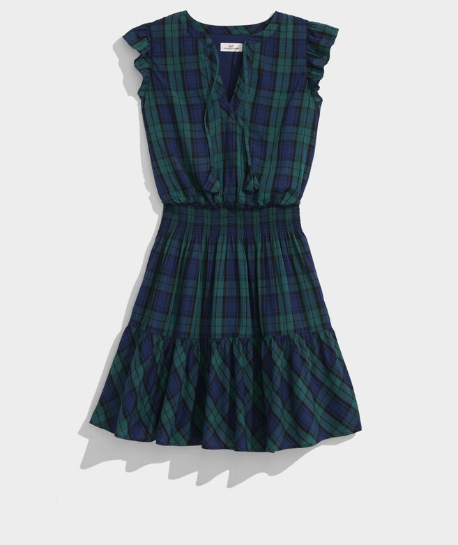 Blackwatch Smocked Ruffle Dress | vineyard vines