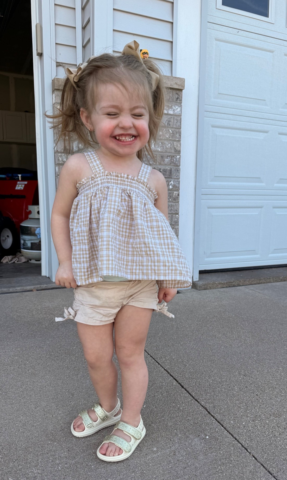 Aalaya’s excited because the weather is GORGEOUS and she finally got to wear her new sandals from @Native Shoes! She loves the sparkles and I love how easy they are to put on 🤪 

#LTKKids #LTKmomlife #LTKBaby