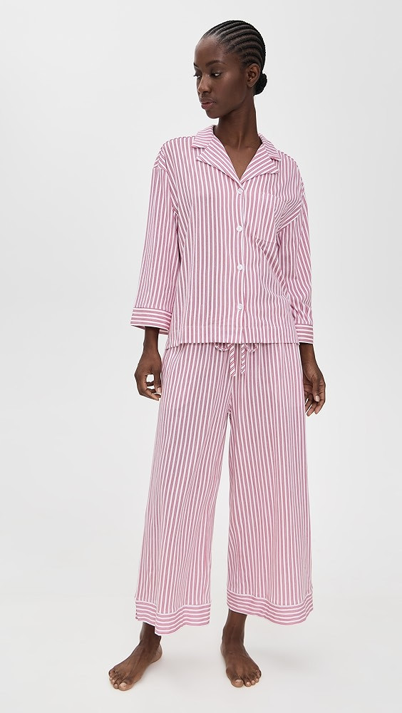 Luxe Pima Antique Ticking Wide Leg Pajama Set | Shopbop