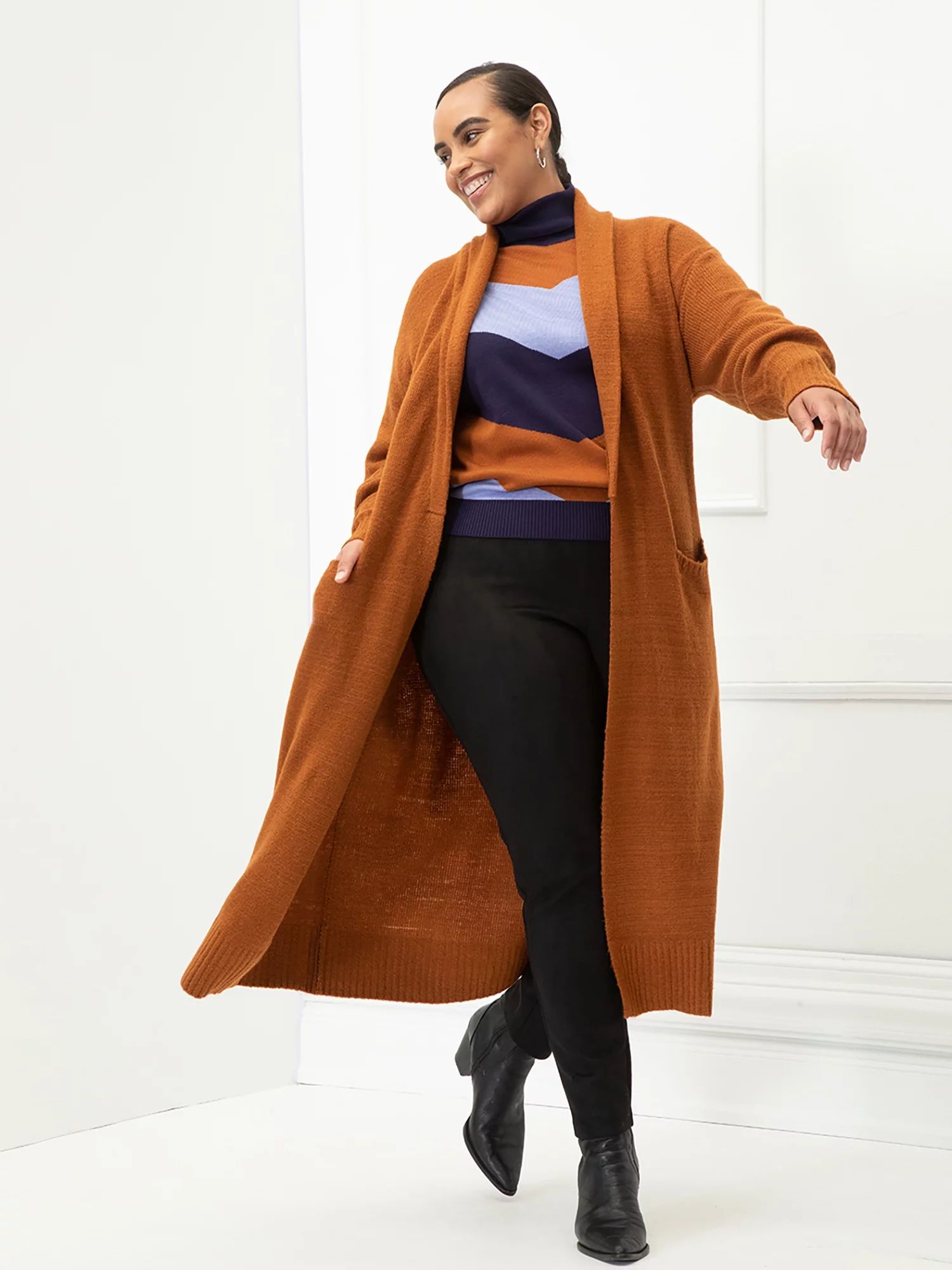 ELOQUII Elements Women's Plus Size Belted Sweater Robe - Walmart.com | Walmart (US)