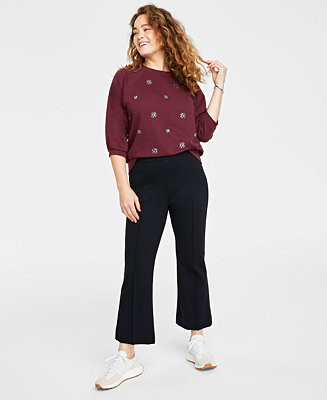 Women's Ponte Kick-Flare Ankle Pants, Regular and Short Lengths | Macy's