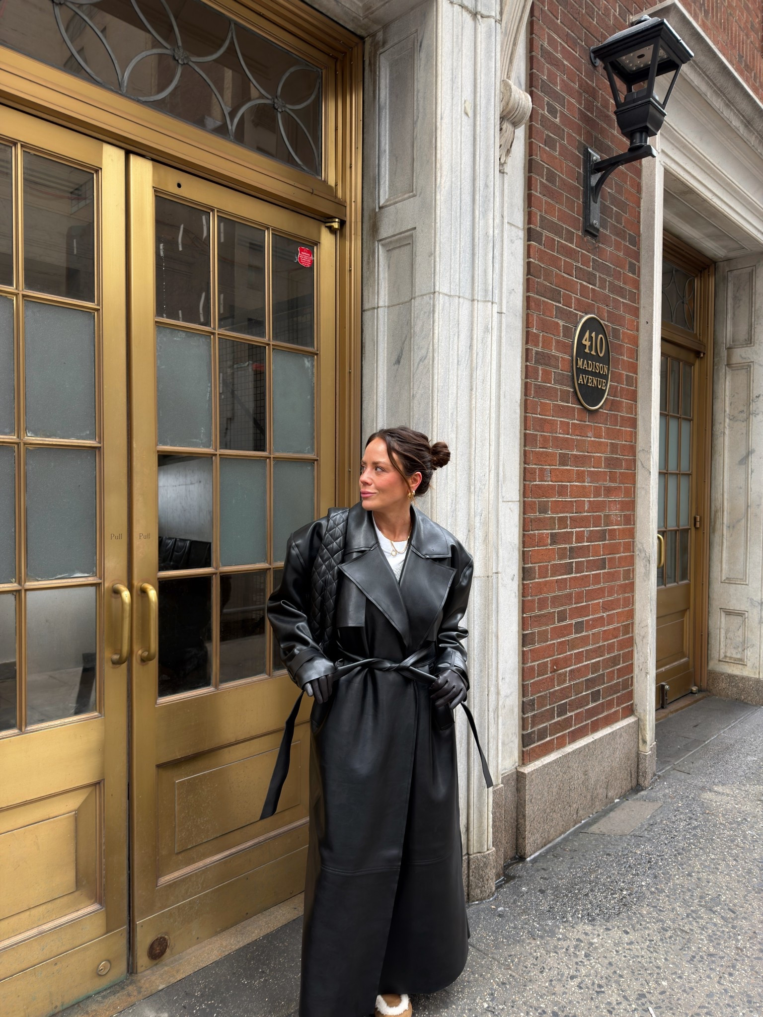 Faux leather trench coat nyfw ootd 

#LTKNYFW #LTKootd #LTKdayinmylife