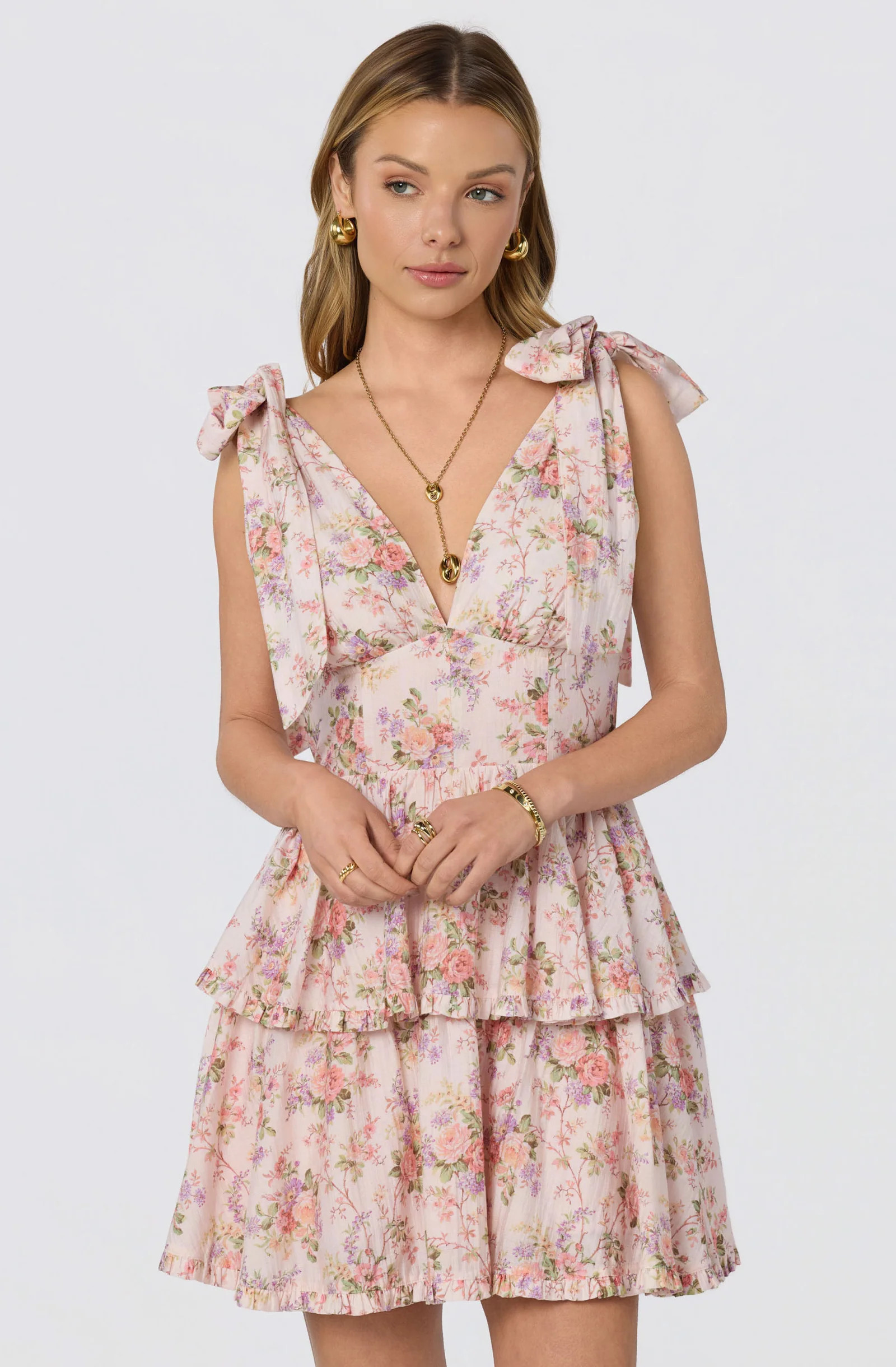 Ainlay Floral Tiered Mini Dress | ASTR The Label (US)