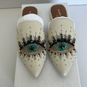 🏷️ NWB Authentic Kurt Geiger London Bone Leather Evil  Eye Slide Size 35/5 | Poshmark