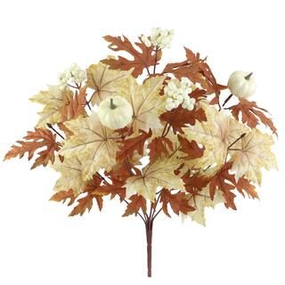 Cream & Brown Maple Leaves & Pumpkin Bush by Ashland® | Michaels Stores