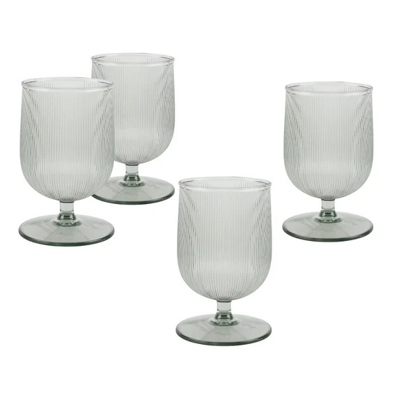 Better Homes & Gardens 4-Piece Green Ribbed Tritan Goblet Set | Walmart (US)