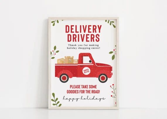 Delivery driver sign, Delivery driver thank you, Package delivery sign, Mail man gift, UPS Driver... | Etsy (US)