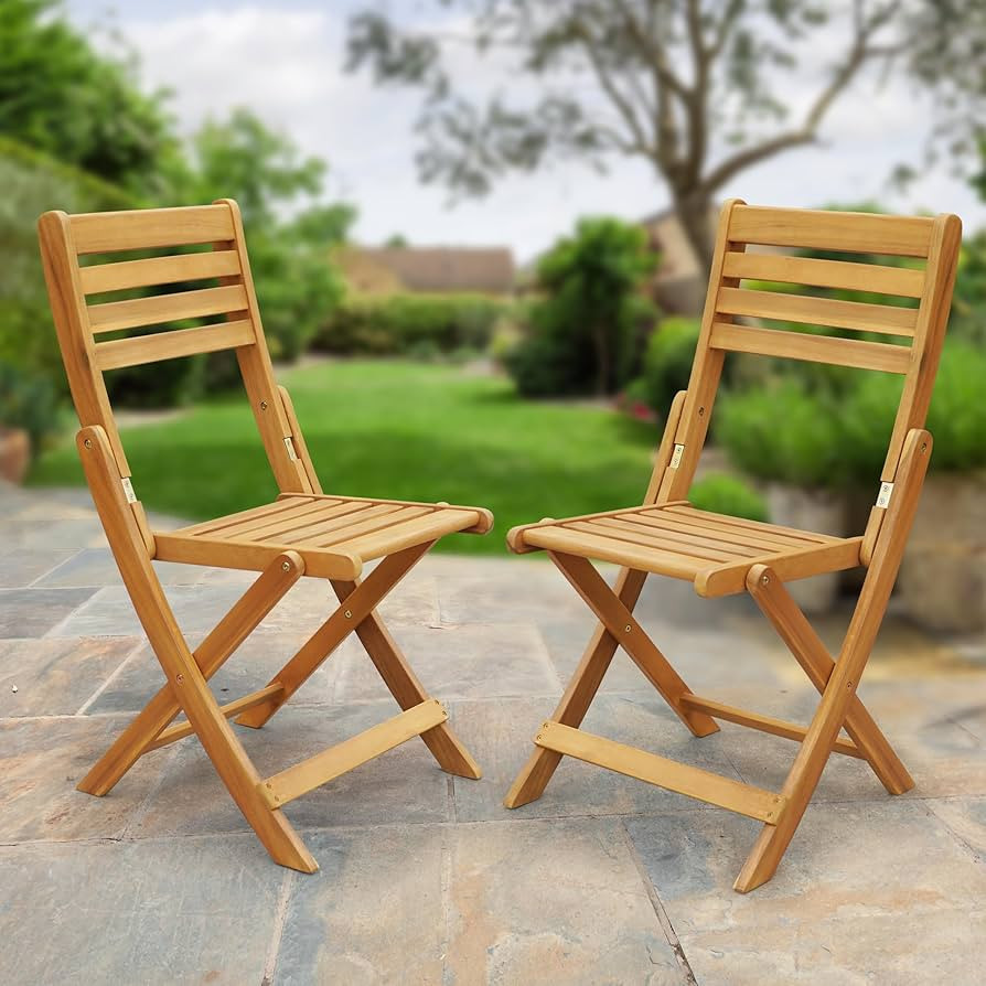 Tranquillo Anya Acacia Wood Folding Chairs, Patio Dining Chairs Set of 2 – Heavy Duty 400lbs Ca... | Amazon (US)
