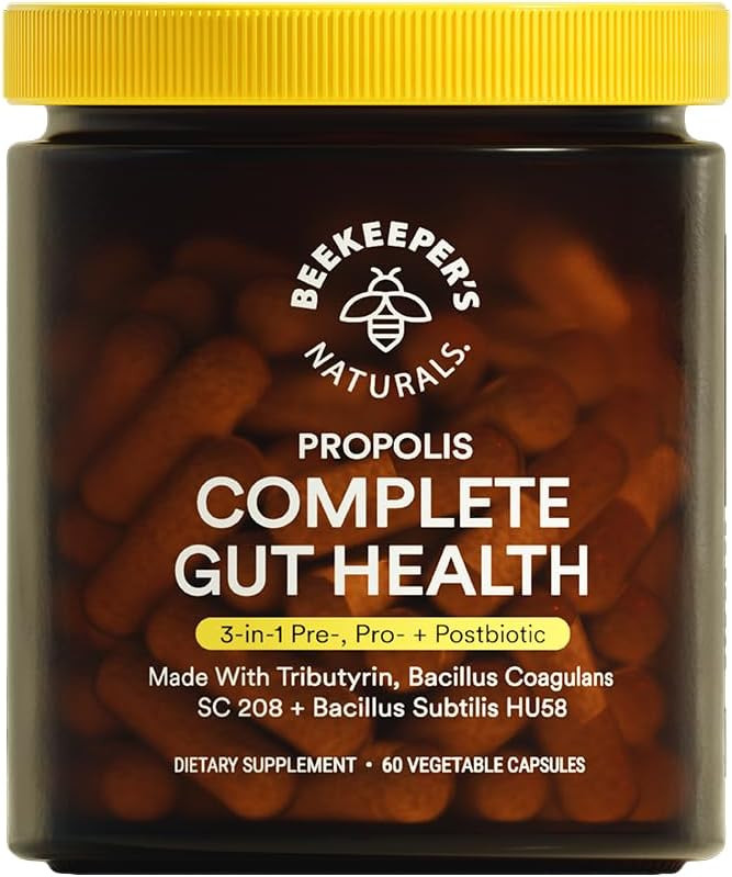 Complete Gut Health by Beekeeper's Naturals, 3-in-1 Prebiotic, Postbiotic, Probiotics for Digesti... | Amazon (US)