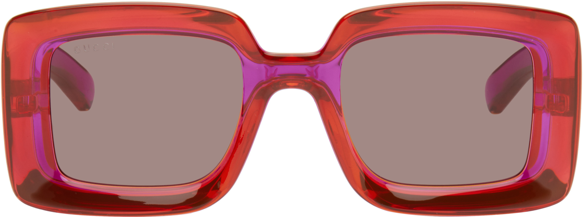 Gucci Pink Sunset Boulevard Rectangular Squared Sunglasses | SSENSE