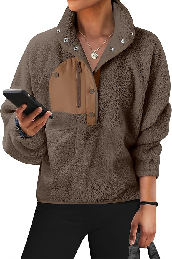 ARNABESS Womens Oversized Sweatshirt Fleece Sherpa Jacket Cropped Pullover Fuzzy Lightweight Wint... | Amazon (US)