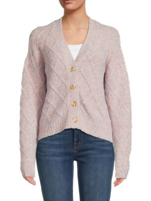 Design 365 Lattice Wool Blend Melange Cardigan on SALE | Saks OFF 5TH | Saks Fifth Avenue OFF 5TH