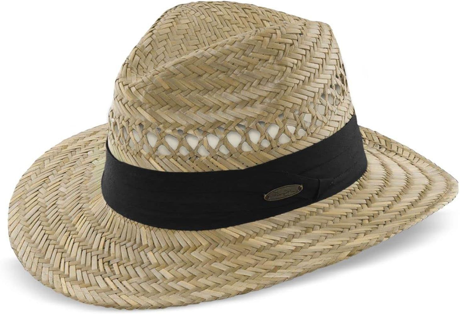 Panama Jack Safari Straw Hat - Lightweight, 3" Big Brim, Inner Elastic Sweatband, 3-Pleat Ribbon ... | Amazon (US)