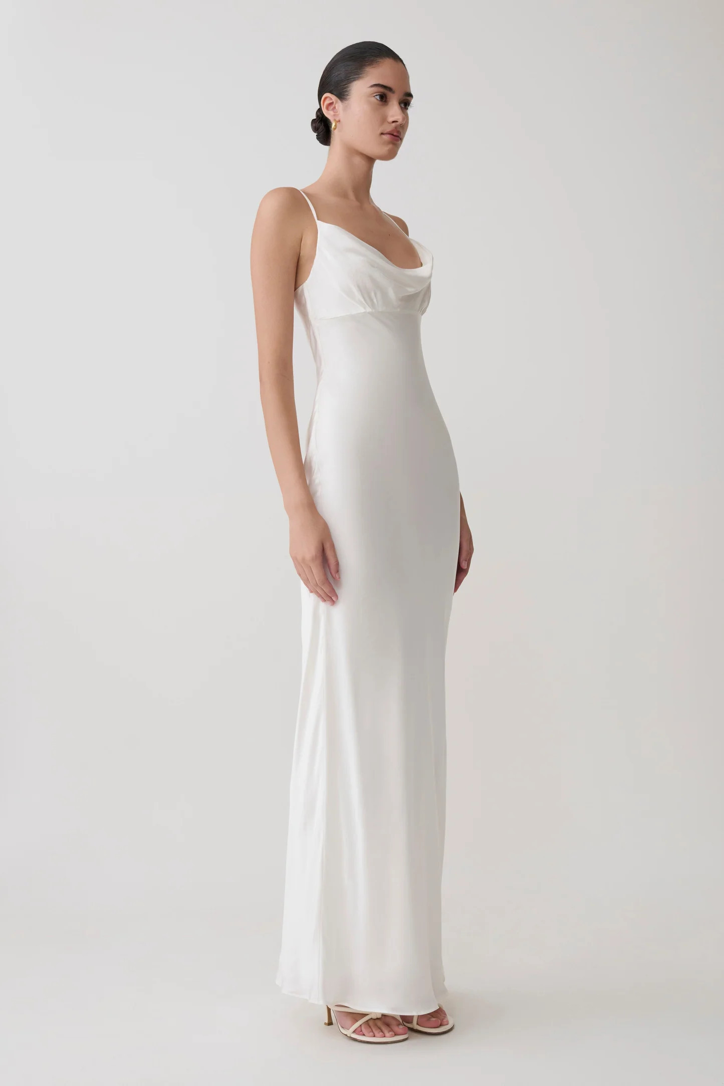 Seraphine Corset Satin Maxi Dress - Ivory | Meshki UK