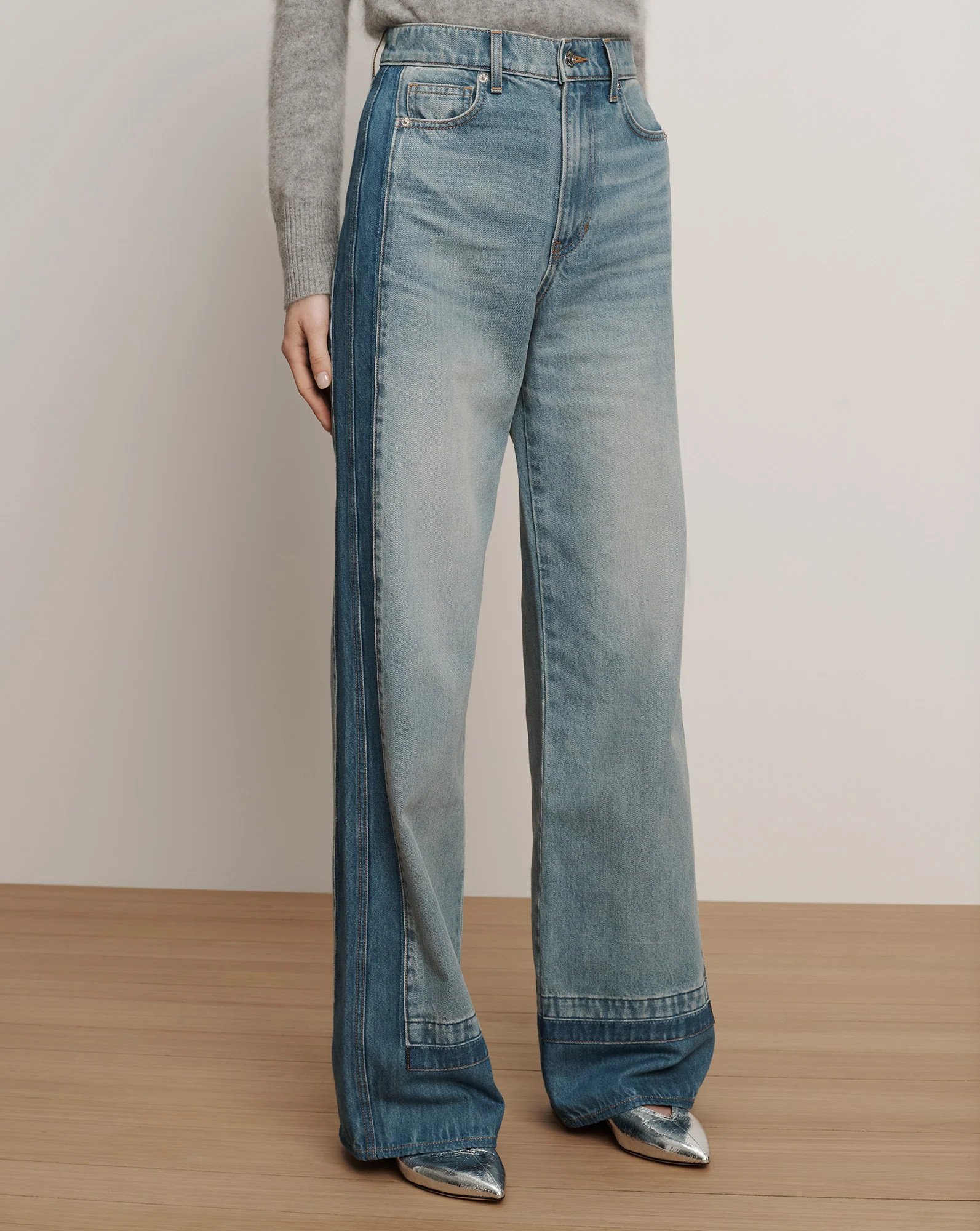 Taylor Color-Block Wide-Leg Jean | Veronica Beard