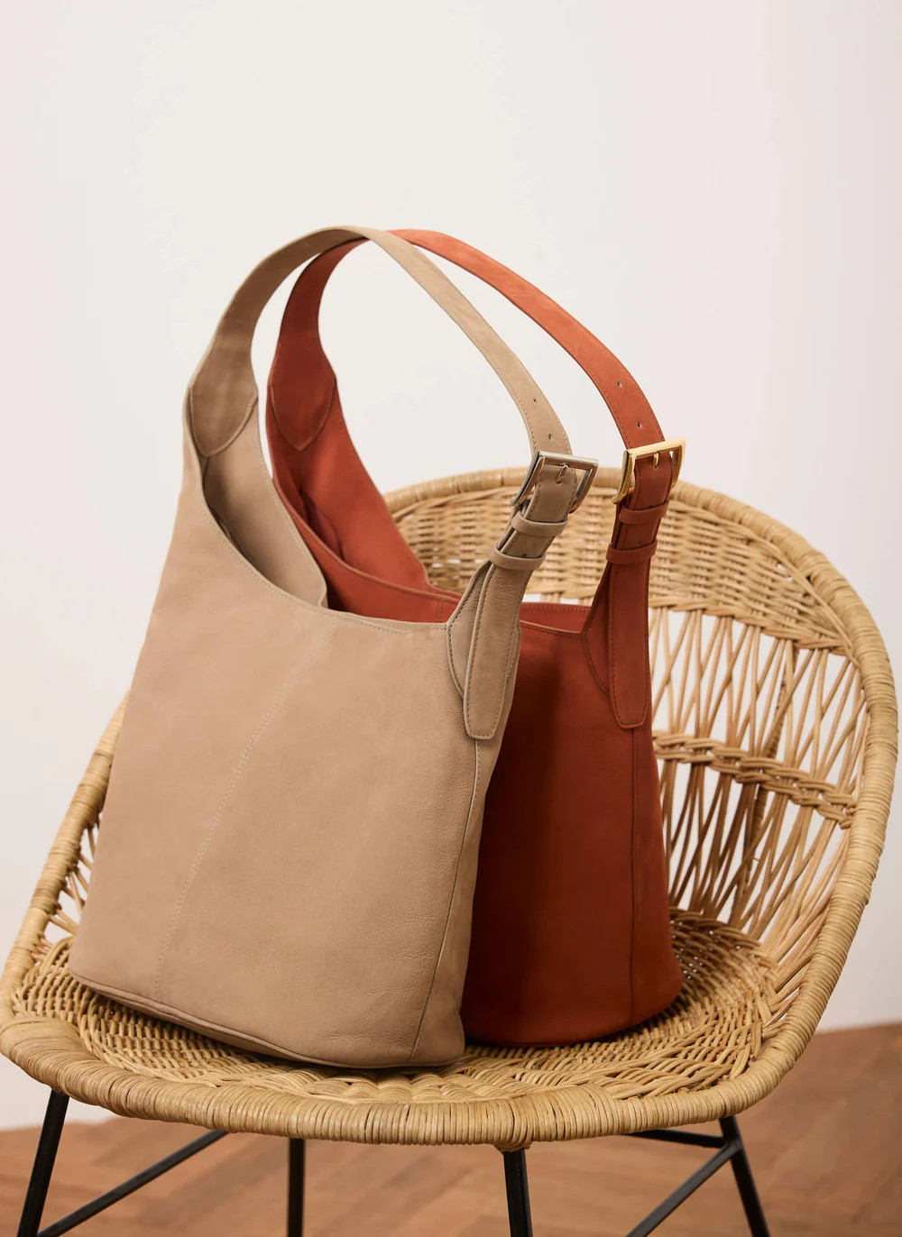 Alexa Neutral Suede Bucket Bag | Mint Velvet