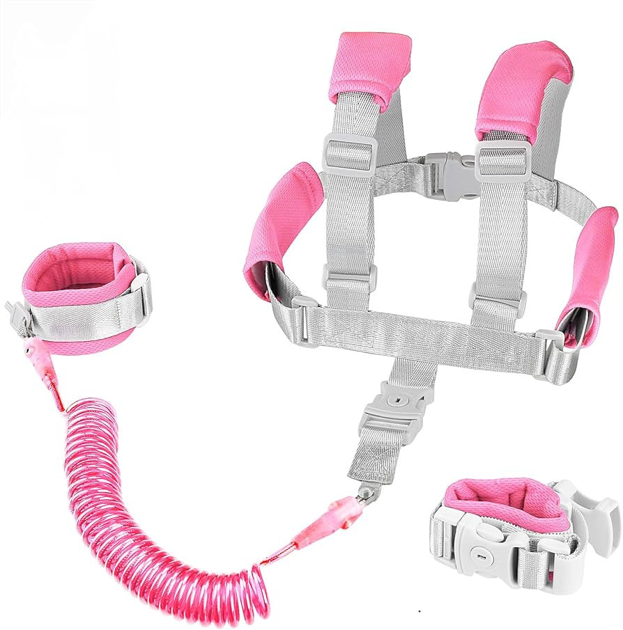 2 in 1 Toddler Leash Anti Lost Wrist Link Pink Safety Harness with Lock for Kids, Baby Leash Anti... | Amazon (US)