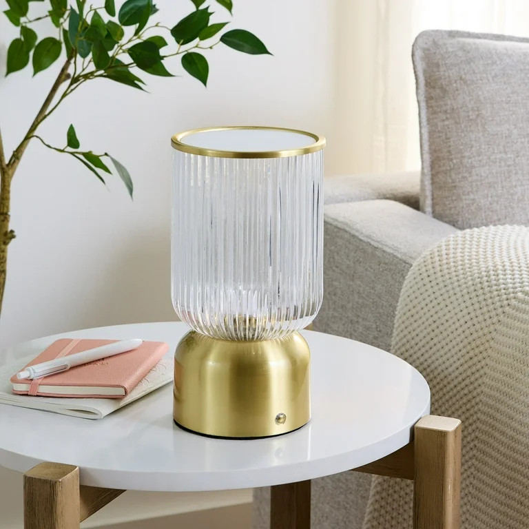 Better Homes & Gardens 9 inch Height Glass Uplight, Touch switch, USB-C Charging Cable included | Walmart (US)