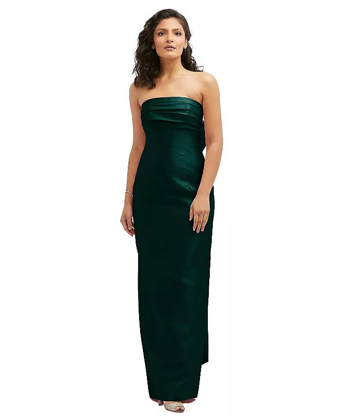 Alfred Sung Strapless Draped Bodice Column Dress with Oversized Bow - Macy's | Macy's