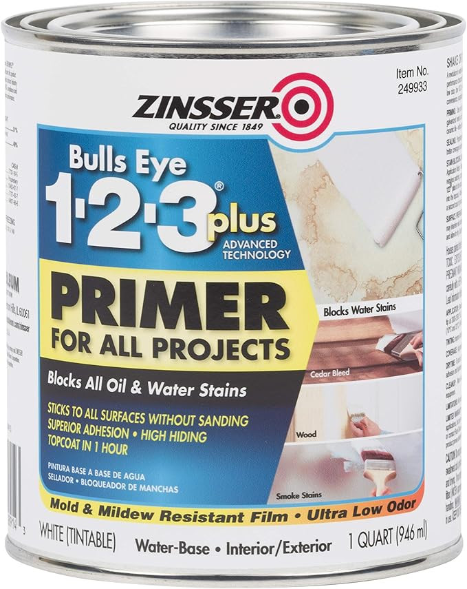 Zinsser Rust-OLEUM 249933 1-2-3 Plus, 1 Quarts (Pack of 1), White, 11 Fl Oz | Amazon (US)