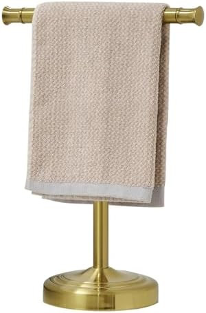 13 Inch Brushed Gold Towel Stand Hand Towel Holder Bathroom Kitchen Vanity Countertop T-Shape Tow... | Amazon (US)
