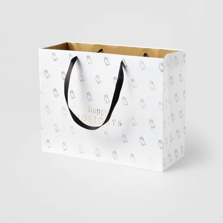 Large Vogue 'Happy Holidays' Owl Gift Bag - Wondershop™ | Target