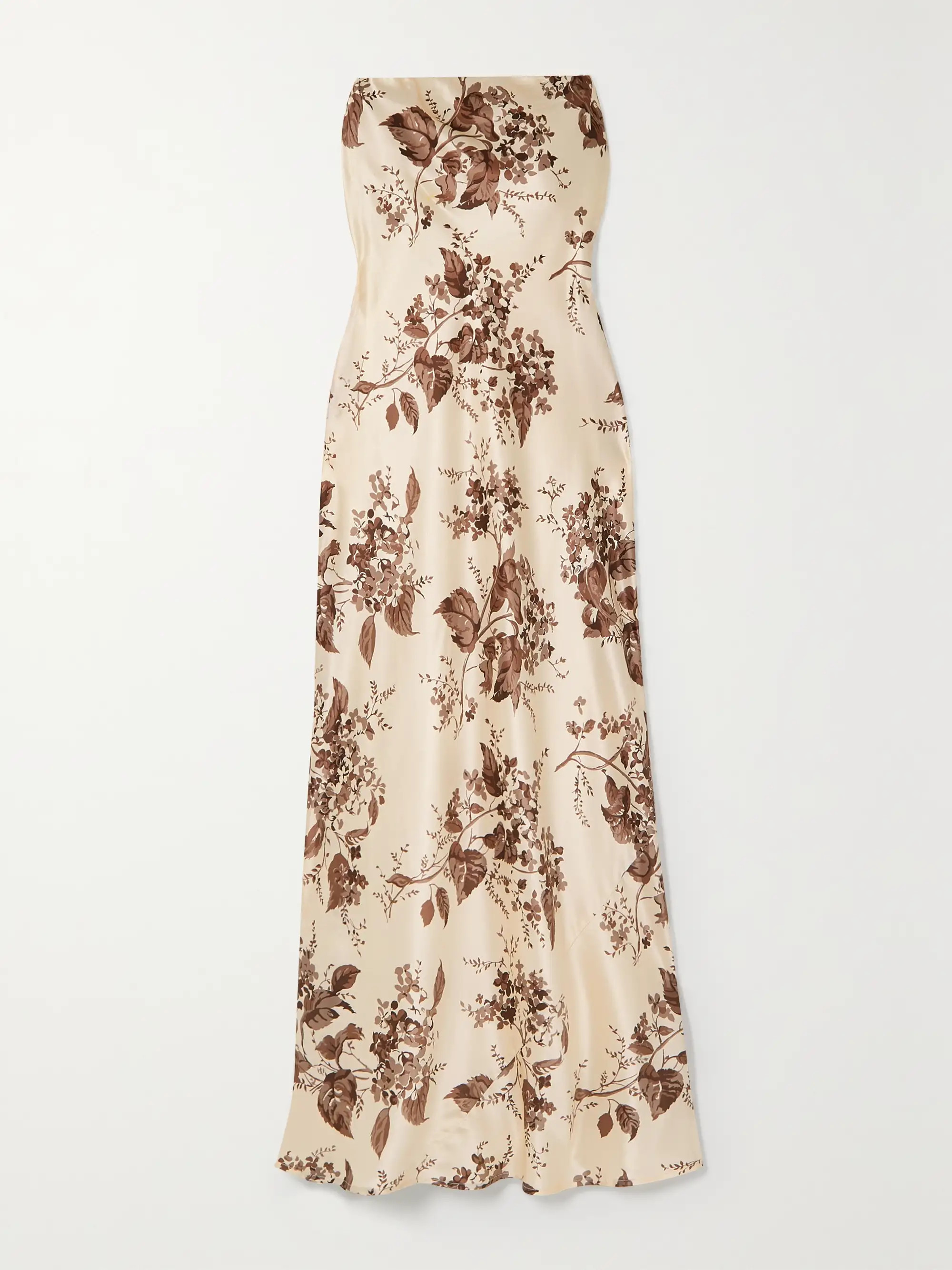 Joana strapless floral-print silk-charmeuse midi dress | NET-A-PORTER (US)