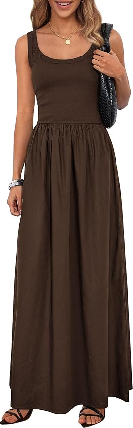 PRETTYGARDEN Womens Summer Casual Scoop Neck Sleeveless Long Dresses Tank Top Patchwork Aline Swi... | Amazon (US)