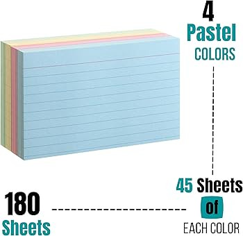 Mr. Pen- Pastel 3" x 5", 180 Lined Index Cards, Note Cards, Flash Cards, Study Cards, Notecards f... | Amazon (US)