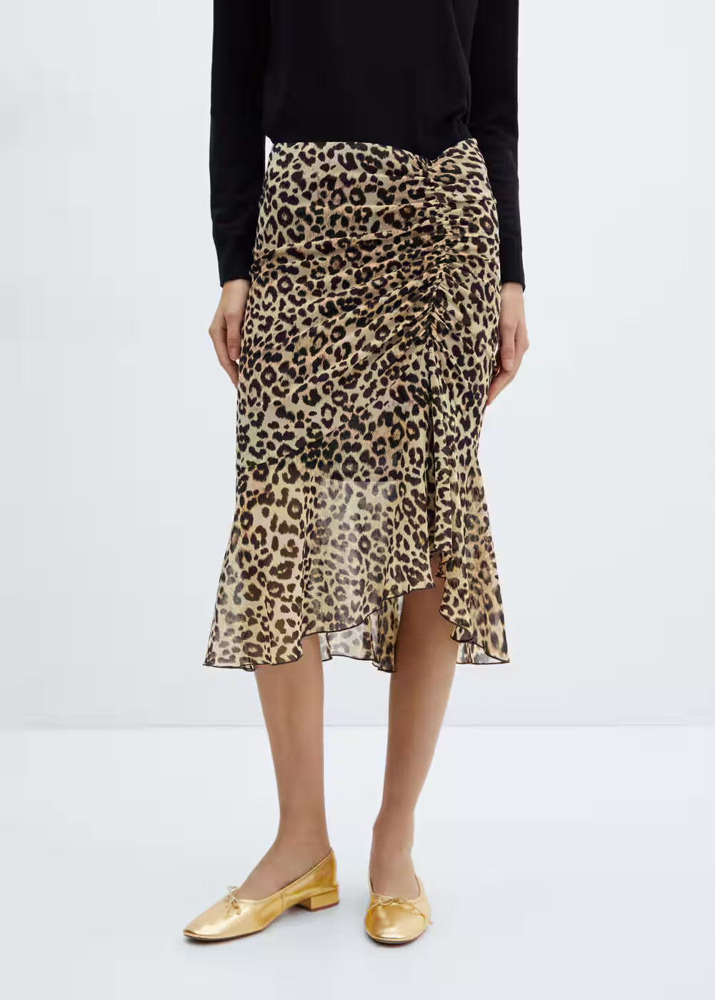 Animal-print flowing skirt -  Women | Mango USA | MANGO (US)