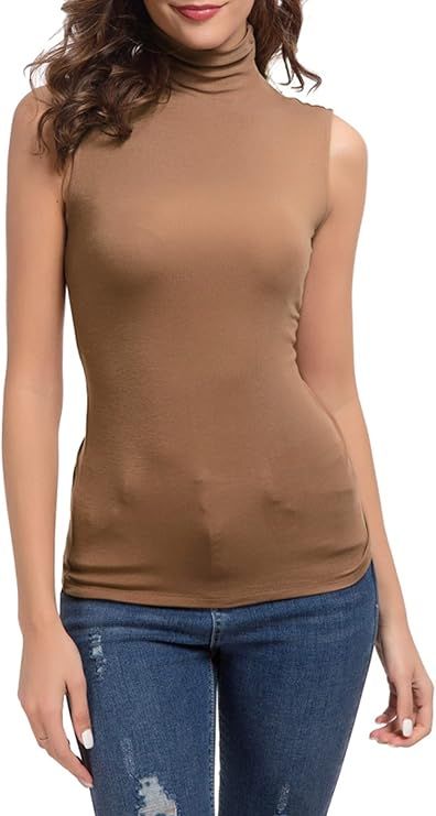 Nasperee Women Sleeveless/Long Sleeve Mock Turtleneck Tank Tops Slim Fit Stretchy Layer Tee Shirt... | Amazon (US)