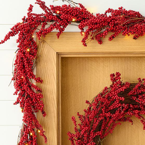 Pre-Lit Faux Red Berry Garland | West Elm (US)