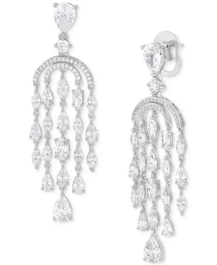 Arabella Cubic Zirconia Chandelier Drop Earrings in Sterling Silver - Macy's | Macy's
