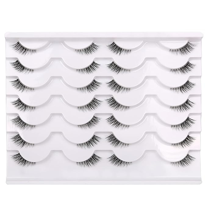 Half False Eyelashes with Clear Band Wispy Cat Eye Look Natural Short Small 3/4 Accent Lashes Fau... | Amazon (US)