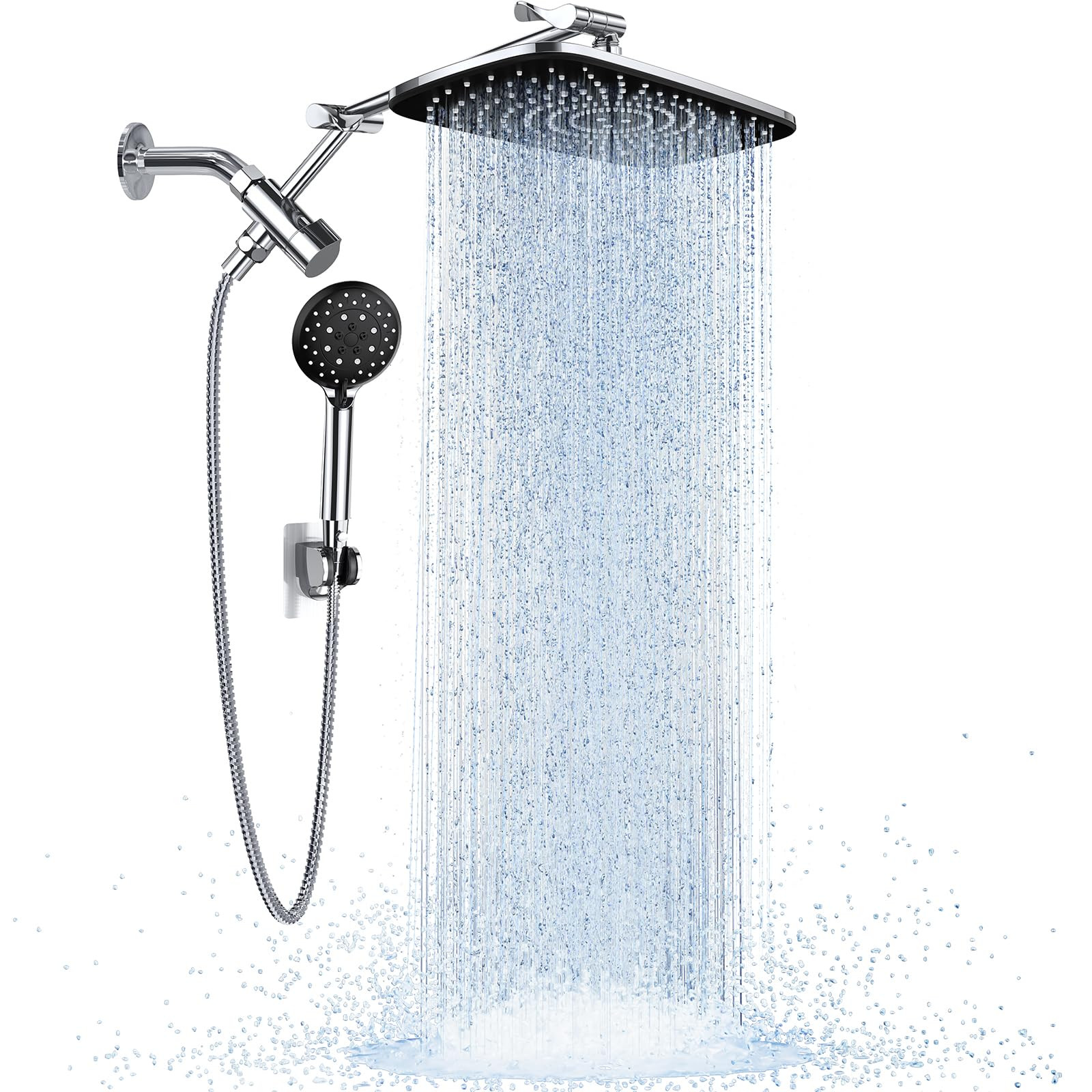 Veken Wide Rain Shower Head with 6 Modes Handheld Water Spray，High Pressure Showerhead Combo wi... | Amazon (US)