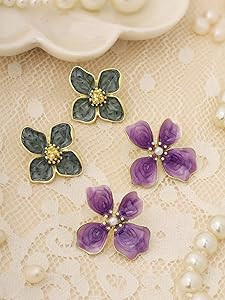 Elegant Pastel Flower Stud Earrings for Women, Floral Earrings Jewelry Accessories Romantic Cool ... | Amazon (US)