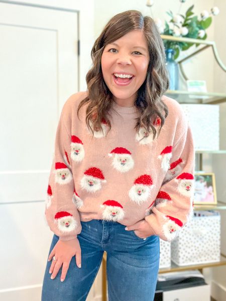 Santa sweater for your holiday parties! Holiday outfit. Santa. Christmas sweater. 

#LTKGiftGuide #LTKSeasonal #LTKHoliday