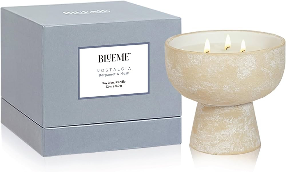BLUEME Nostalgia-Bergamot & Musk, 3 Wick, Refillable Wellness Candle, Contains Essential Oil, Sus... | Amazon (US)