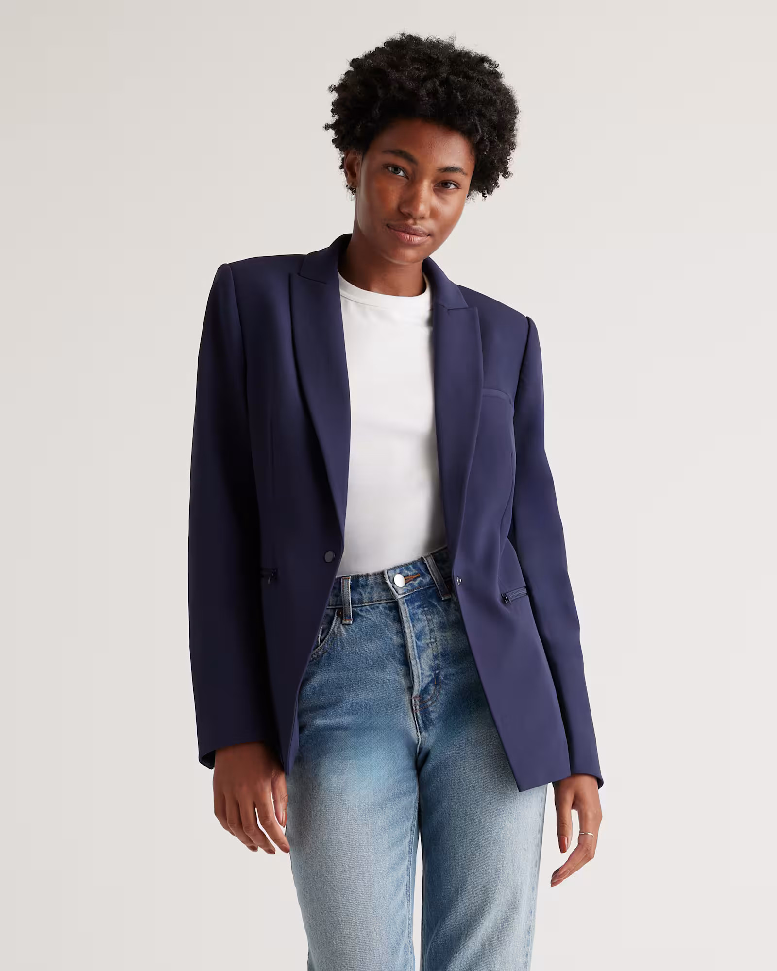 Navy Scuba Single Breasted Convertible Blazer | Quince