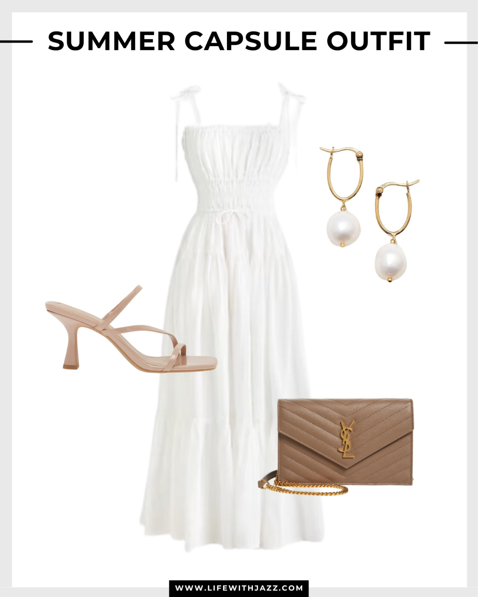 Summer capsule outfit styling a white dress 🤍

White dress / nude heels / pearl earrings / Ysl purse / summer style / dressy / wedding guest dress 

#LTKWedding #LTKStyleTip #LTKSeasonal