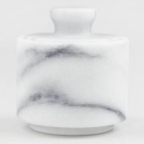White Marble Salt Cellar with Lid | World Market