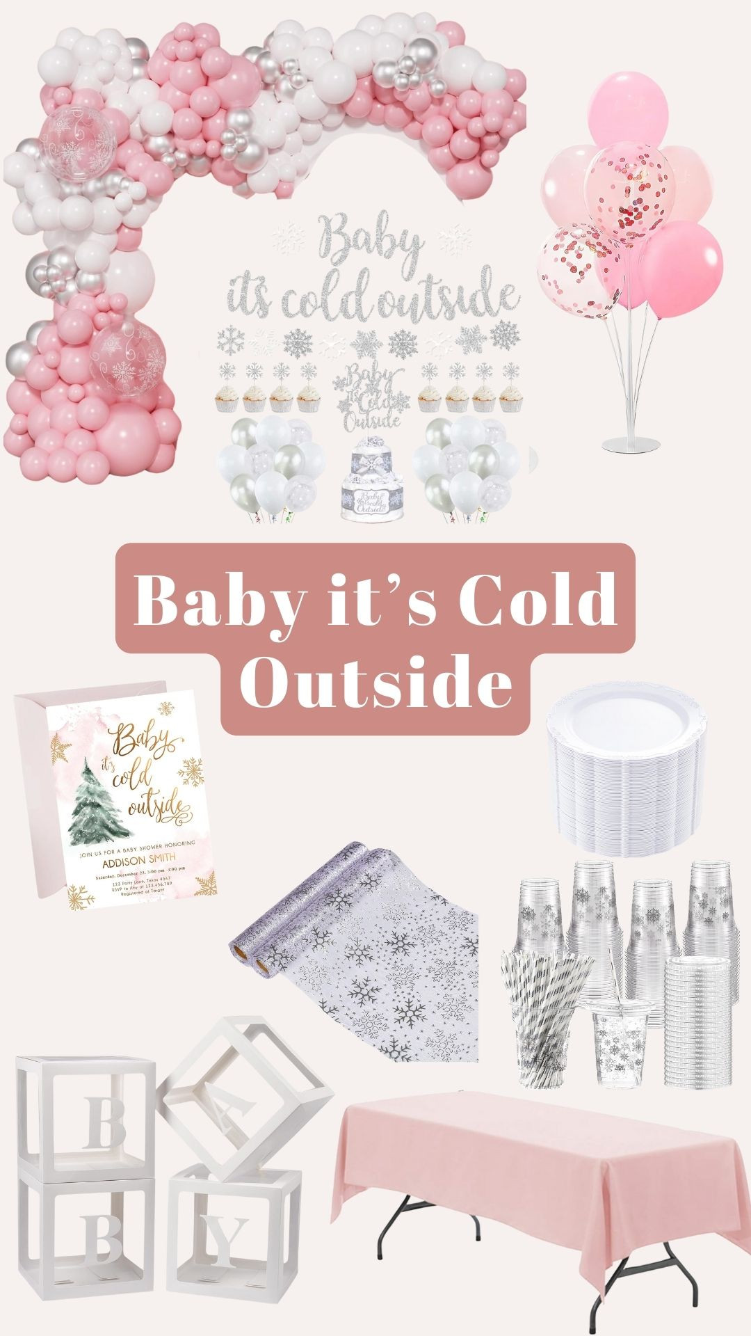 Amazon baby shower. Girl mom. Winter party. Snowflake, baby it’s cold outside. Affordable. Amazon. Etsy. Pink. Pregnant. New mom. Expecting. Parties. 

#LTKBump #LTKBaby #LTKParties