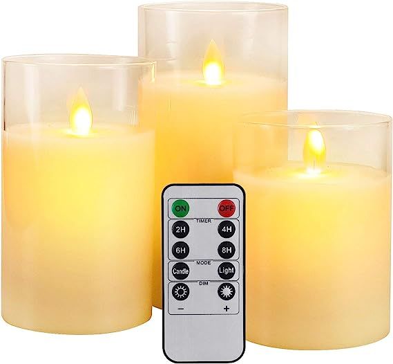 Flameless Led Candles Flickering, Yinuo Candle Real Wax Fake Wick Moving Flame Faux Wickless Pill... | Amazon (US)